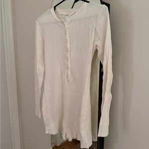 Forever 21 Off-White Ribbed Button-Front romper